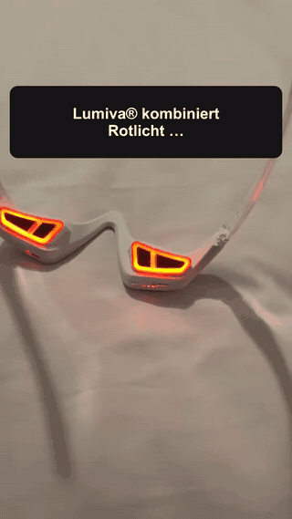 Animierte Nahaufnahme der Rotlicht-Kontaktflächen der Lumiva-Brille